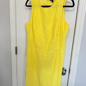 Lands' End Yellow Eyelet Midi Dress